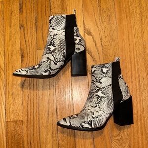 Snake print booties
